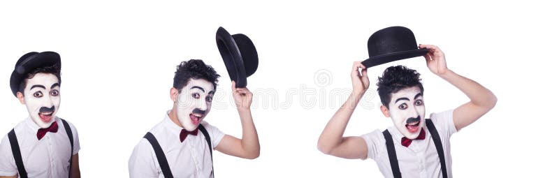 Εξατομίκευση του Charlie Chaplin στα λευκά στοκ φωτογραφίες με δικαίωμα ελεύθερης χρήσης Εξατομίκευση του Charlie Chaplin στα λευκά στοκ φωτογραφίες με δικαίωμα ελεύθερης χρήσης