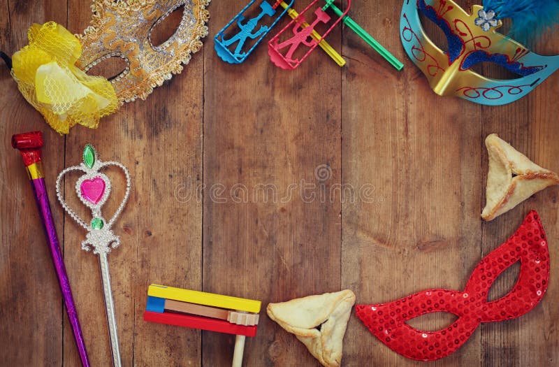 Εορτασμός Purim (εβραϊκές διακοπές καρναβαλιού) Εκλεκτική εστίαση στοκ φωτογραφίες