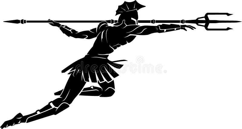Isolated Vector Illustration of medieval warrior silhouette fearless attack. Isolated Vector Illustration of medieval warrior silhouette fearless attack