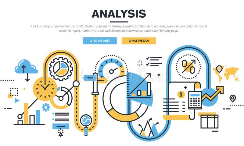 Flat line design vector illustration concept for business graph statistics, data analysis, global seo analytics, financial research report, market stats, for website banner and landing page. Flat line design vector illustration concept for business graph statistics, data analysis, global seo analytics, financial research report, market stats, for website banner and landing page.