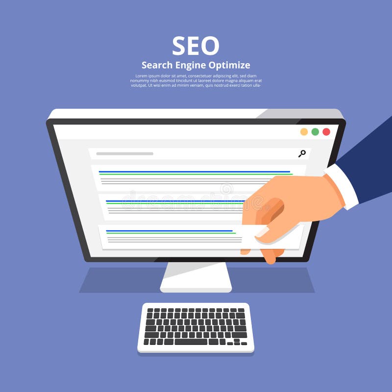 Επίπεδη έννοια σχεδίου SEO (η μηχανή αναζήτησης βελτιστοποιεί) Διάνυσμα illustr απεικόνιση αποθεμάτων Επίπεδη έννοια σχεδίου SEO (η μηχανή αναζήτησης βελτιστοποιεί) Διάνυσμα illustr απεικόνιση αποθεμάτων
