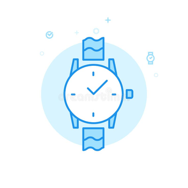 Επίπεδο διανυσματικό εικονίδιο Wristwatch, σύμβολο, εικονόγραμμα, σημάδι Ανοικτό μπλε μονοχρωματικό σχέδιο Κτύπημα Editable ελεύθερη απεικόνιση δικαιώματος