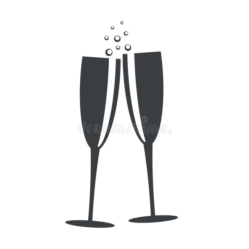 Επίπεδο σχέδιο εικονιδίων γυαλιών CHAMPAGNE, διανυσματική απεικόνιση αποθεμάτων απεικόνιση αποθεμάτων