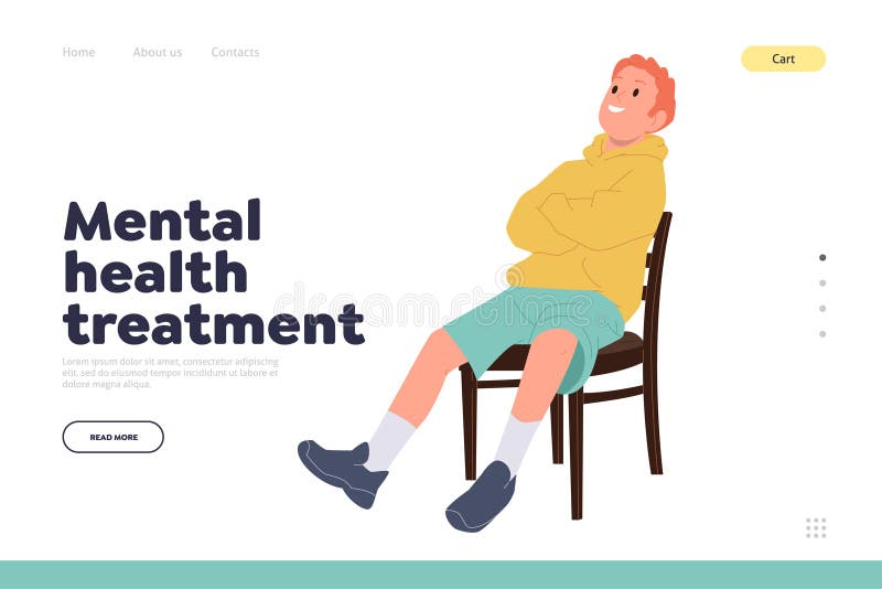 Professional mental health treatment for difficult teenager children online service landing page. Remote psychology therapeutic session for kids with behavior disorder website vector illustration. Professional mental health treatment for difficult teenager children online service landing page. Remote psychology therapeutic session for kids with behavior disorder website vector illustration