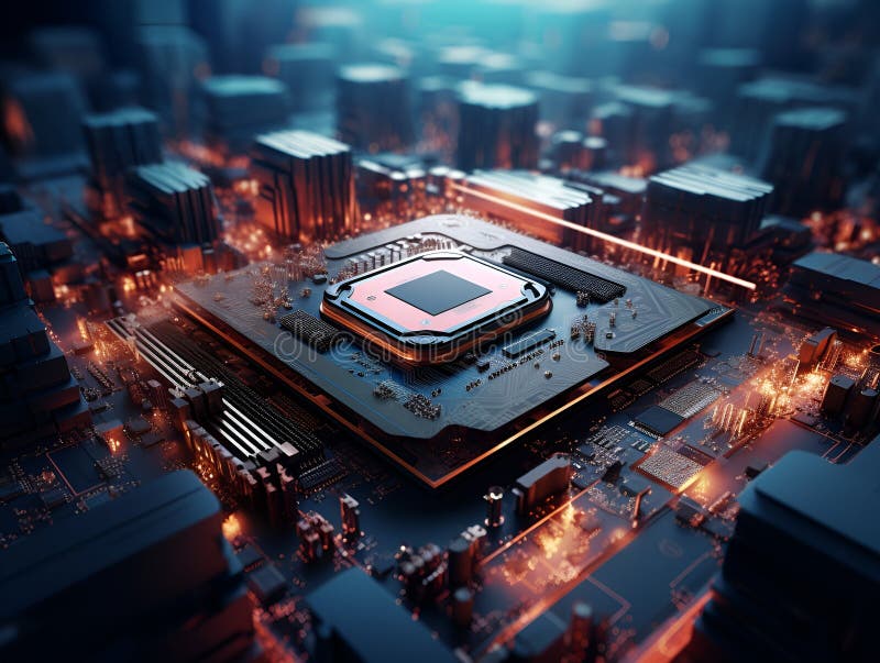 επεξεργαστής chipset computer μητρική πλακέτα μοντέρνος, εντυπωσιακό ai generation απεικόνιση αποθεμάτων