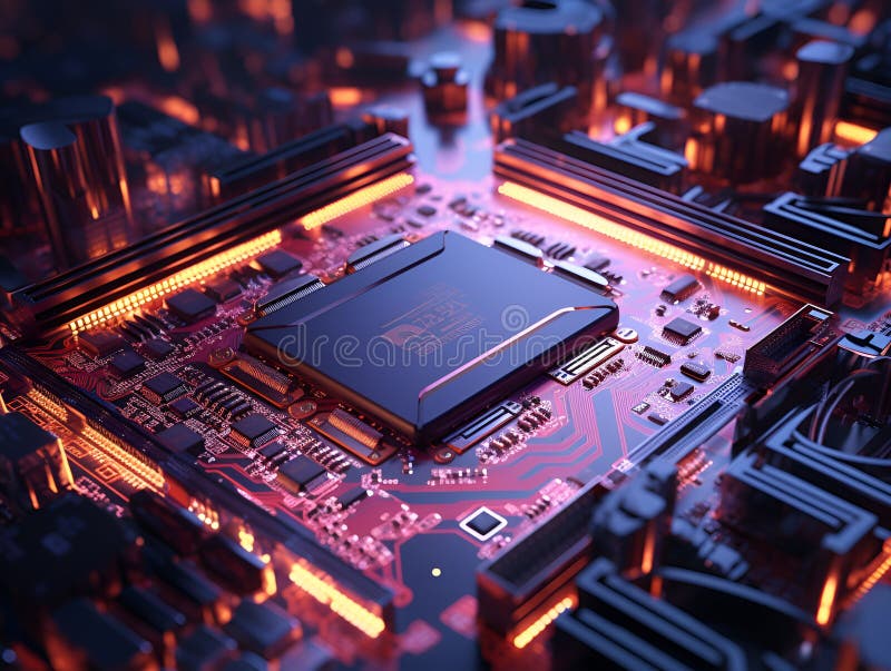 επεξεργαστής chipset computer μητρική πλακέτα μοντέρνος, εντυπωσιακό ai generation διανυσματική απεικόνιση