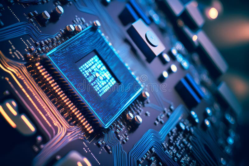 επεξεργαστής cpu με μοντέρνα εμφάνιση μελλοντικής τεχνολογίας. γραφικά παραγόμενα από νευρωνικό δίκτυο απεικόνιση αποθεμάτων