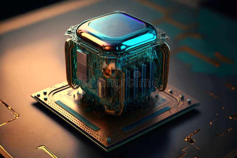 επεξεργαστής cpu με μοντέρνα εμφάνιση μελλοντικής τεχνολογίας. γραφικά παραγόμενα από νευρωνικό δίκτυο διανυσματική απεικόνιση