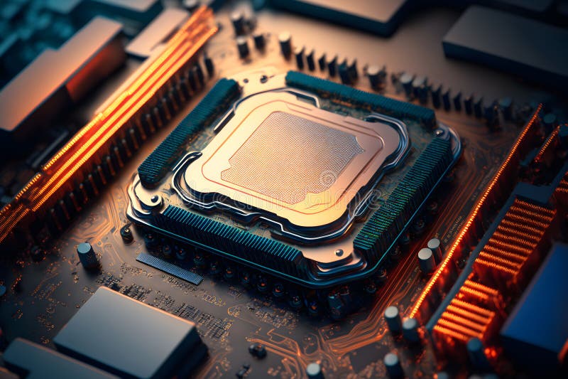επεξεργαστής cpu με μοντέρνα εμφάνιση μελλοντικής τεχνολογίας. γραφικά παραγόμενα από νευρωνικό δίκτυο διανυσματική απεικόνιση