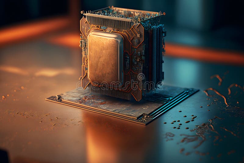 επεξεργαστής cpu με μοντέρνα εμφάνιση μελλοντικής τεχνολογίας. γραφικά παραγόμενα από νευρωνικό δίκτυο απεικόνιση αποθεμάτων