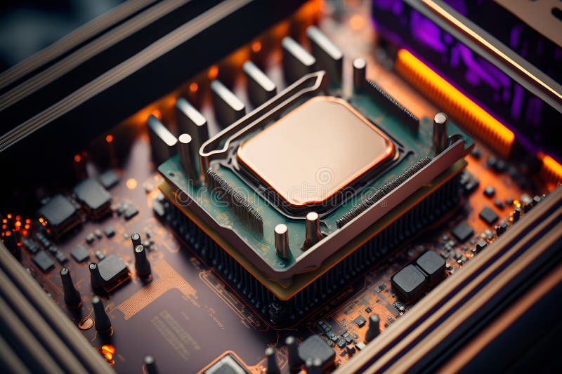 επεξεργαστής cpu με μοντέρνα εμφάνιση μελλοντικής τεχνολογίας. γραφικά παραγόμενα από νευρωνικό δίκτυο διανυσματική απεικόνιση