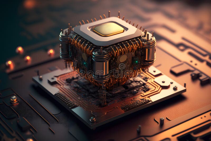 επεξεργαστής cpu με μοντέρνα εμφάνιση μελλοντικής τεχνολογίας. γραφικά παραγόμενα από νευρωνικό δίκτυο ελεύθερη απεικόνιση δικαιώματος