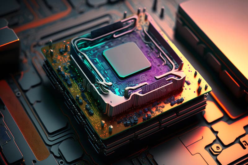 επεξεργαστής cpu με μοντέρνα εμφάνιση μελλοντικής τεχνολογίας. γραφικά παραγόμενα από νευρωνικό δίκτυο. γραφικά τεχνών νευρωνικού δικτύου.