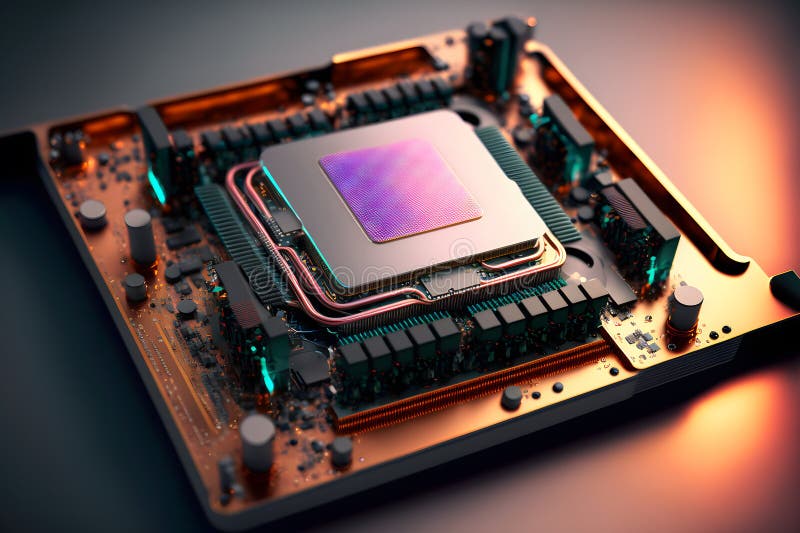 επεξεργαστής cpu με μοντέρνα εμφάνιση μελλοντικής τεχνολογίας. γραφικά παραγόμενα από νευρωνικό δίκτυο απεικόνιση αποθεμάτων