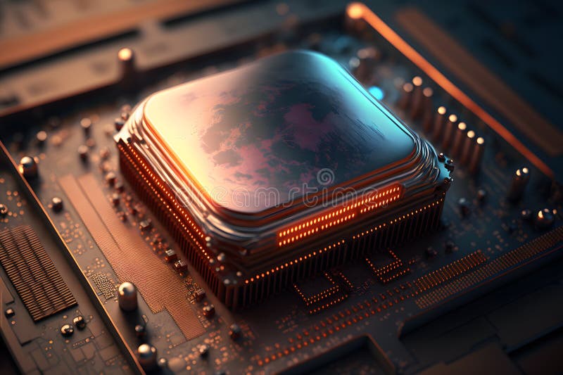 επεξεργαστής cpu με μοντέρνα εμφάνιση μελλοντικής τεχνολογίας. γραφικά παραγόμενα από νευρωνικό δίκτυο ελεύθερη απεικόνιση δικαιώματος