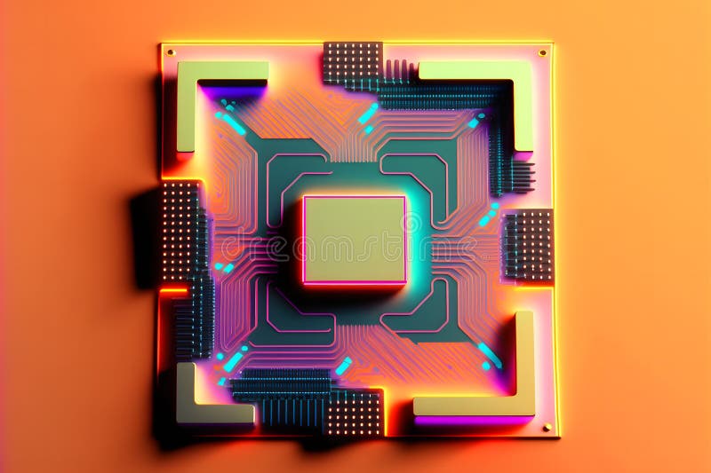 επεξεργαστής cpu με μοντέρνα εμφάνιση μελλοντικής τεχνολογίας. γραφικά παραγόμενα από νευρωνικό δίκτυο διανυσματική απεικόνιση