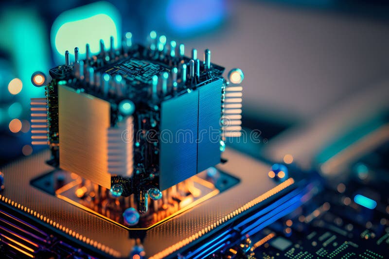 επεξεργαστής cpu με μοντέρνα εμφάνιση μελλοντικής τεχνολογίας. γραφικά παραγόμενα από νευρωνικό δίκτυο ελεύθερη απεικόνιση δικαιώματος