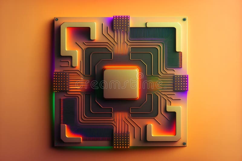 επεξεργαστής cpu με μοντέρνα εμφάνιση μελλοντικής τεχνολογίας. γραφικά παραγόμενα από νευρωνικό δίκτυο διανυσματική απεικόνιση