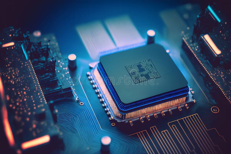 επεξεργαστής cpu με μοντέρνα εμφάνιση μελλοντικής τεχνολογίας. γραφικά παραγόμενα από νευρωνικό δίκτυο διανυσματική απεικόνιση
