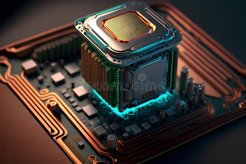 επεξεργαστής cpu με μοντέρνα εμφάνιση μελλοντικής τεχνολογίας. γραφικά παραγόμενα από νευρωνικό δίκτυο απεικόνιση αποθεμάτων