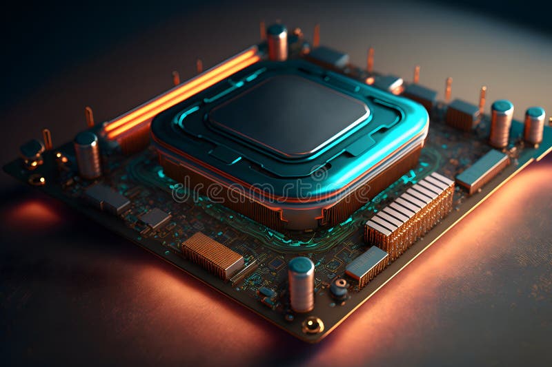 επεξεργαστής cpu με μοντέρνα εμφάνιση μελλοντικής τεχνολογίας. γραφικά παραγόμενα από νευρωνικό δίκτυο ελεύθερη απεικόνιση δικαιώματος