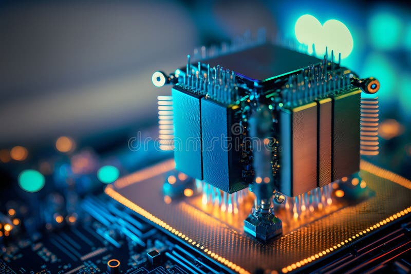 επεξεργαστής cpu με μοντέρνα εμφάνιση μελλοντικής τεχνολογίας. γραφικά παραγόμενα από νευρωνικό δίκτυο ελεύθερη απεικόνιση δικαιώματος