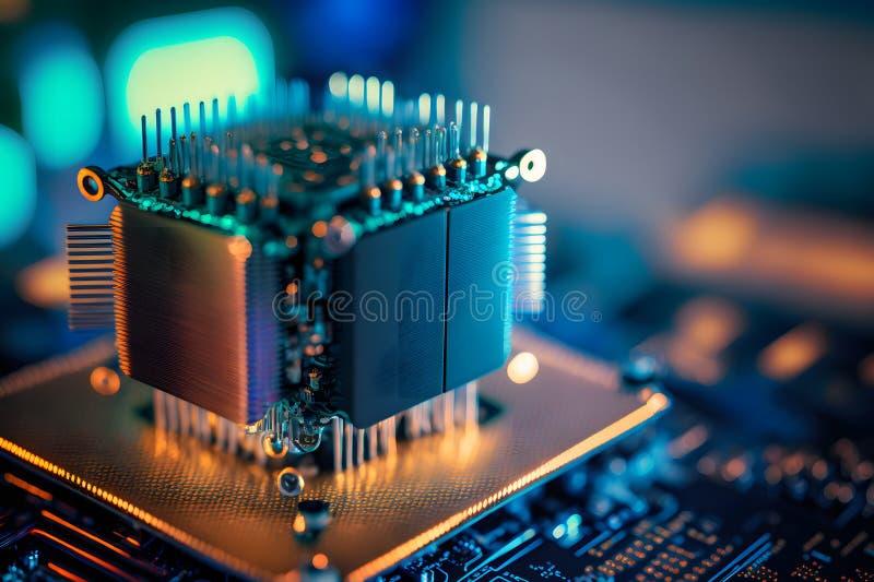 επεξεργαστής cpu με μοντέρνα εμφάνιση μελλοντικής τεχνολογίας. γραφικά παραγόμενα από νευρωνικό δίκτυο διανυσματική απεικόνιση