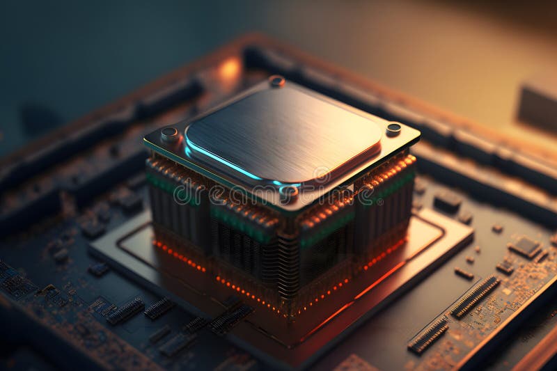επεξεργαστής cpu με μοντέρνα εμφάνιση μελλοντικής τεχνολογίας. γραφικά παραγόμενα από νευρωνικό δίκτυο ελεύθερη απεικόνιση δικαιώματος