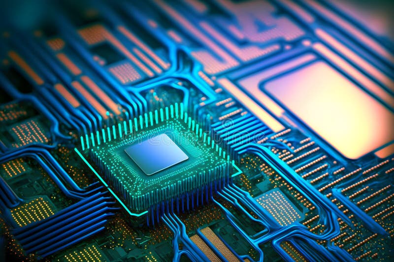 επεξεργαστής cpu με μοντέρνα εμφάνιση μελλοντικής τεχνολογίας. γραφικά παραγόμενα από νευρωνικό δίκτυο ελεύθερη απεικόνιση δικαιώματος