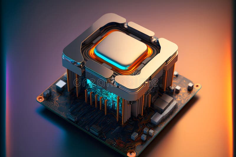 επεξεργαστής cpu με μοντέρνα εμφάνιση μελλοντικής τεχνολογίας. γραφικά παραγόμενα από νευρωνικό δίκτυο απεικόνιση αποθεμάτων