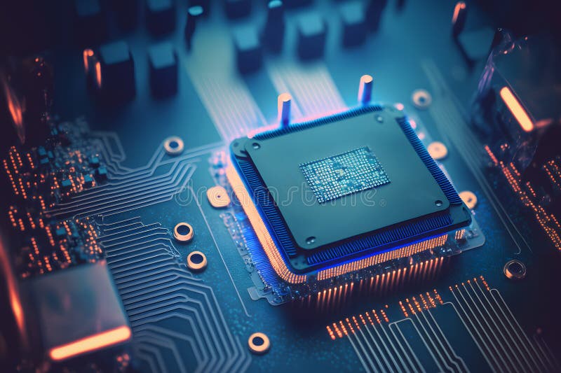 επεξεργαστής cpu με μοντέρνα εμφάνιση μελλοντικής τεχνολογίας. γραφικά παραγόμενα από νευρωνικό δίκτυο διανυσματική απεικόνιση