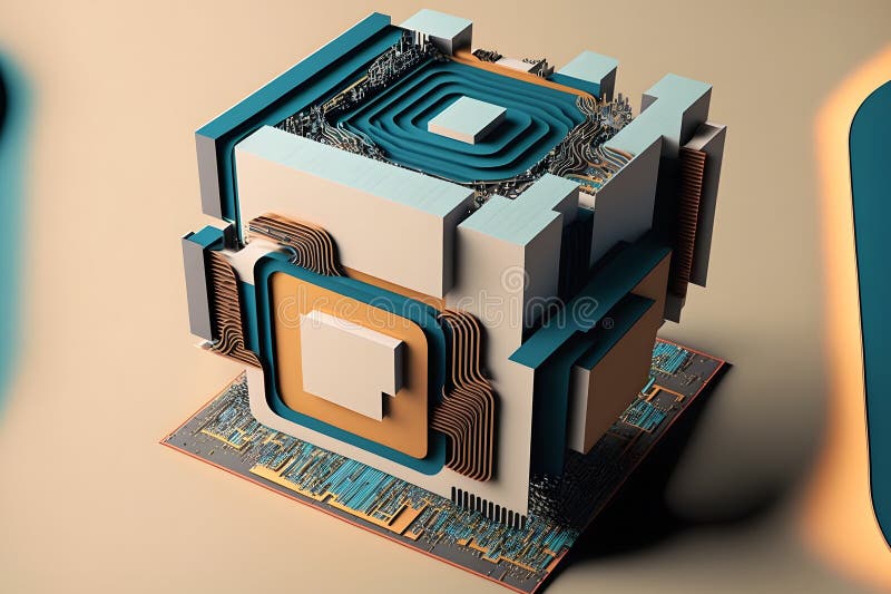 επεξεργαστής cpu με μοντέρνα εμφάνιση μελλοντικής τεχνολογίας. γραφικά παραγόμενα από νευρωνικό δίκτυο ελεύθερη απεικόνιση δικαιώματος
