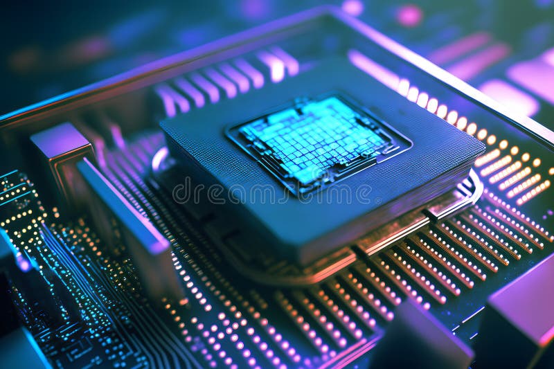 επεξεργαστής cpu με μοντέρνα εμφάνιση μελλοντικής τεχνολογίας. γραφικά παραγόμενα από νευρωνικό δίκτυο ελεύθερη απεικόνιση δικαιώματος