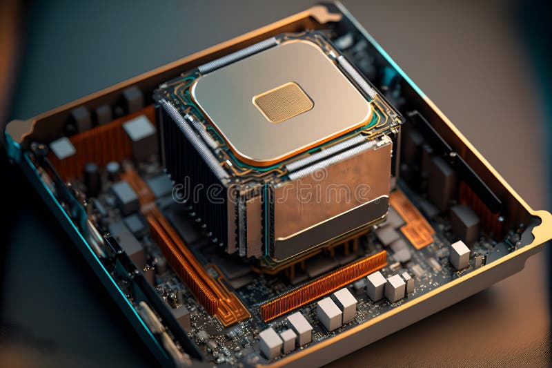 επεξεργαστής cpu με μοντέρνα εμφάνιση μελλοντικής τεχνολογίας. γραφικά παραγόμενα από νευρωνικό δίκτυο απεικόνιση αποθεμάτων