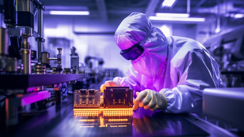 επεξεργαστής cpu στη σύγχρονη μητρική πλακέτα σε συνεργείο με μοβ ελαφρύ. νευρωνικό δίκτυο ελεύθερη απεικόνιση δικαιώματος