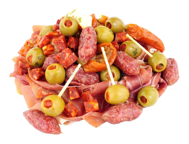 Επιλογή πρόχειρων φαγητών Antipasti που απομονώνεται σε ένα άσπρο υπόβαθρο στοκ εικόνες Επιλογή πρόχειρων φαγητών Antipasti που απομονώνεται σε ένα άσπρο υπόβαθρο στοκ εικόνες