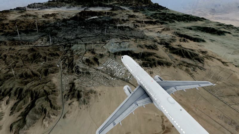 Επιβάτης αεροπλάνου που πετούν στο makkah και οι ιεροί τόποι στη βροχή διανυσματική απεικόνιση