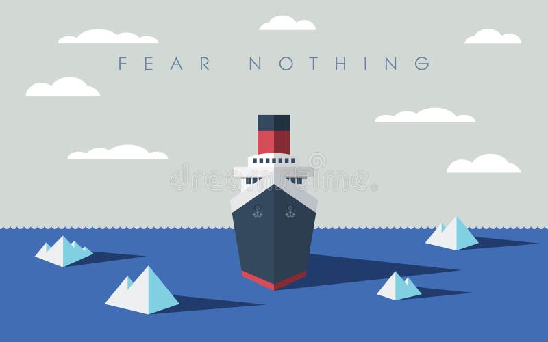 Risky adventure exploration business concept. Fearless explorer ship and icebergs in sea. Eps10 vector illustration. Risky adventure exploration business concept. Fearless explorer ship and icebergs in sea. Eps10 vector illustration.