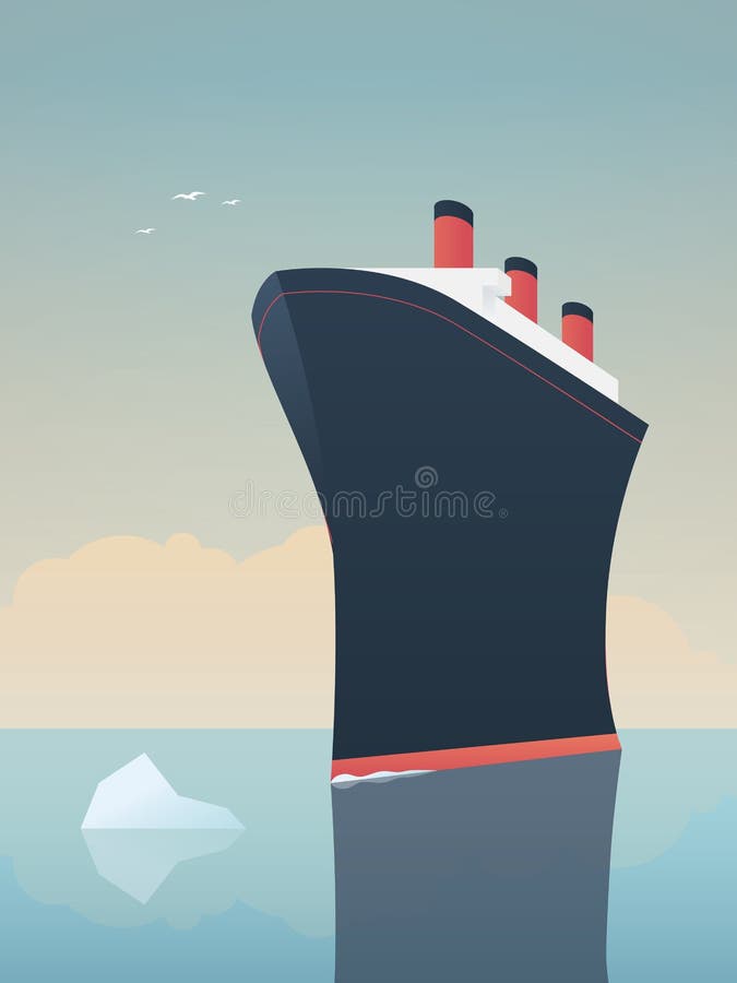 Risky adventure exploration business concept. Fearless explorer ship and icebergs in sea. Eps10 vector illustration. Risky adventure exploration business concept. Fearless explorer ship and icebergs in sea. Eps10 vector illustration.