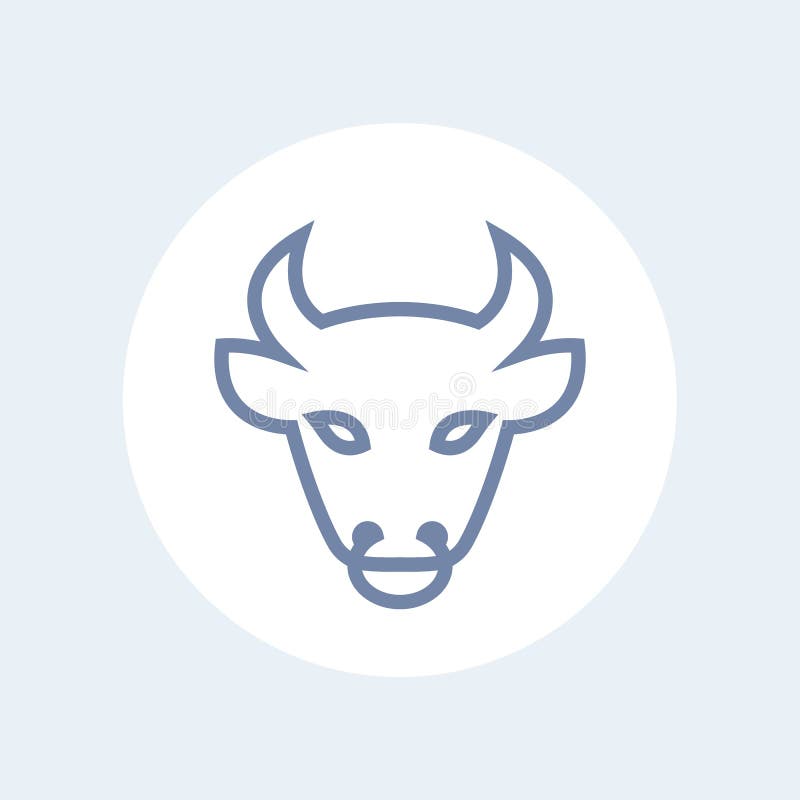 Επικεφαλής εικονίδιο γραμμών του Bull, περίληψη, που απομονώνεται στο λευκό διανυσματική απεικόνιση Επικεφαλής εικονίδιο γραμμών του Bull, περίληψη, που απομονώνεται στο λευκό διανυσματική απεικόνιση