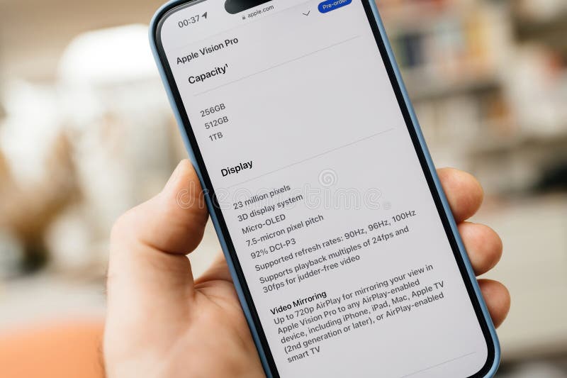 California, USA - Jan 21, 2024: A male hand holds the iPhone 15 Pro, with storage capacities of 256GB, 512GB, and 1TB, perfect for the new Apple Vision Pro mixed reality headset developed by Apple Inc. California, USA - Jan 21, 2024: A male hand holds the iPhone 15 Pro, with storage capacities of 256GB, 512GB, and 1TB, perfect for the new Apple Vision Pro mixed reality headset developed by Apple Inc