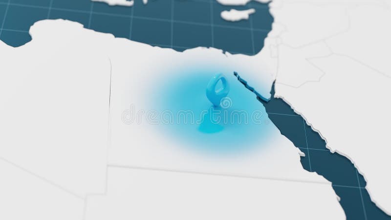 Επισήμανση με μπλε χάρτη της Αιγύπτου 3d με καρφίτσα δείκτη περιτριγυρισμένο από άλλες χώρες με λευκό. Πολιτικός χάρτης με διανυσματική απεικόνιση