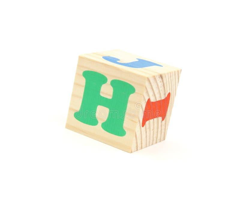 Child brick with letter H, isolated on white background. Child brick with letter H, isolated on white background