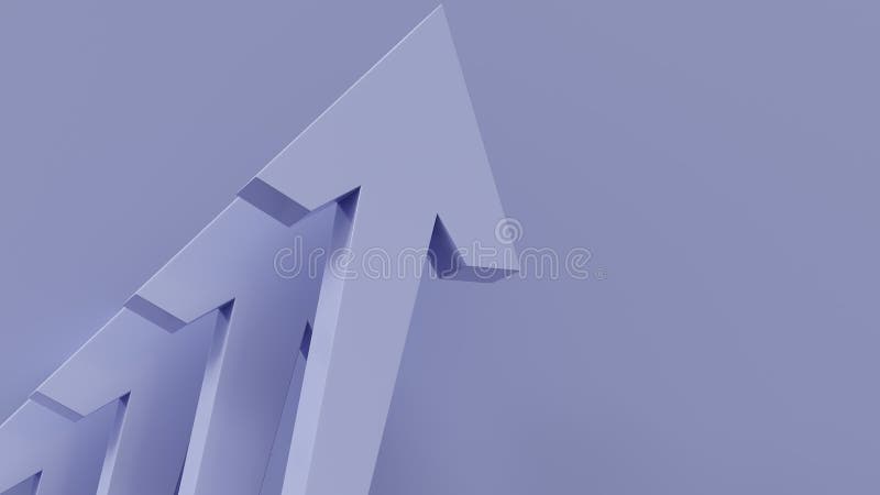 Purple Arrows Pointing Upwards. Signify Profitable Growth with Copy Space, 3D render. Purple Arrows Pointing Upwards. Signify Profitable Growth with Copy Space, 3D render