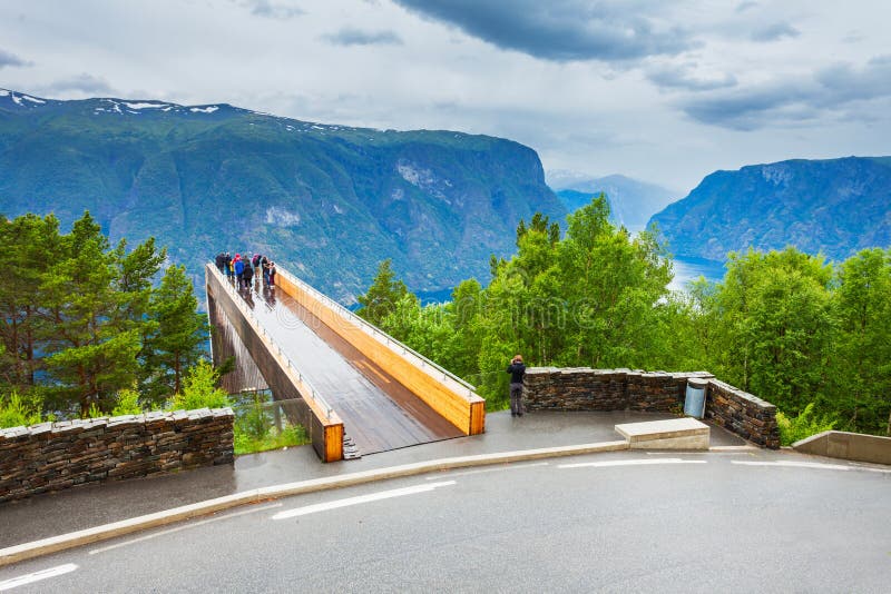 Stegastein Lookout is a viewpoint platform near the Flam village. Flam located at Aurlandsfjord, branch of Sognefjord, Norway. Stegastein Lookout is a viewpoint platform near the Flam village. Flam located at Aurlandsfjord, branch of Sognefjord, Norway.