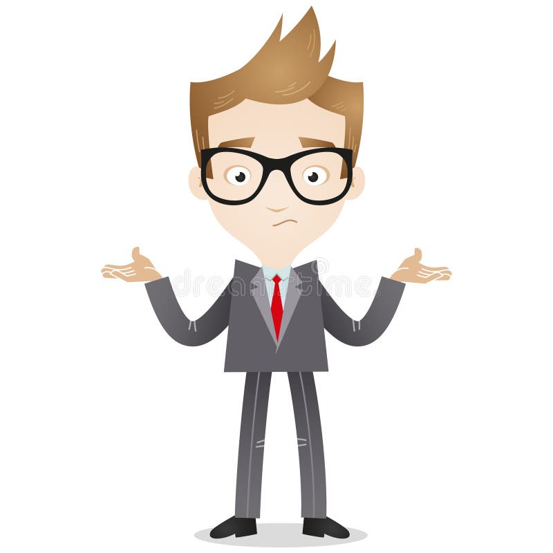 Vector illustration of a cartoon businessman looking clueless and shrugging his shoulders. Vector illustration of a cartoon businessman looking clueless and shrugging his shoulders.