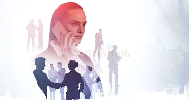 επιχειρηματίας που μιλάει με το smartphone διανυσματική απεικόνιση