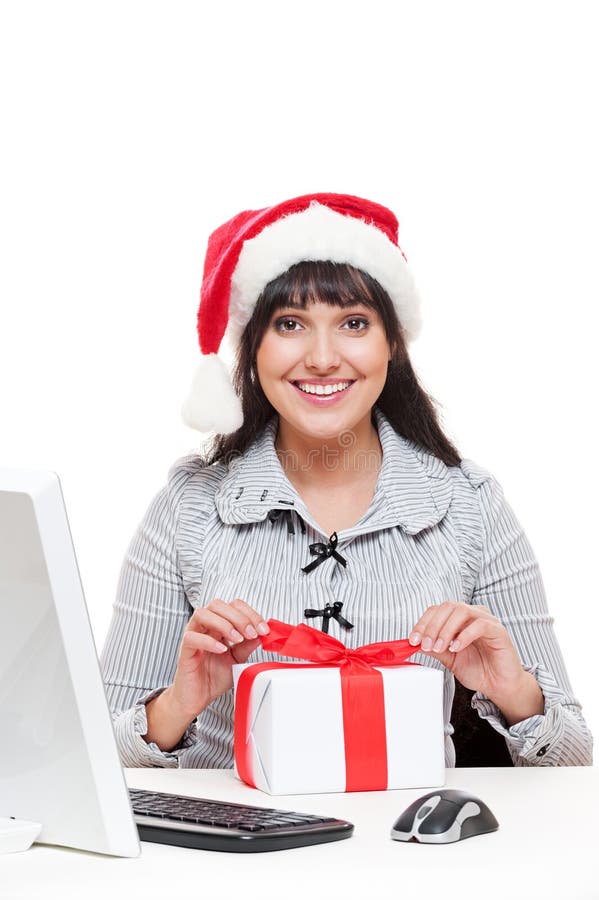 Επιχειρηματίας στο καπέλο santa στοκ φωτογραφία Επιχειρηματίας στο καπέλο santa στοκ φωτογραφία