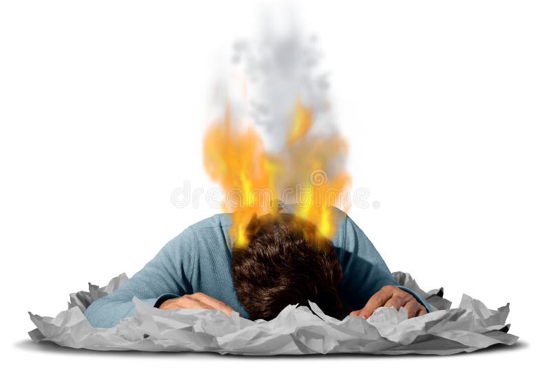 Business burn out as an overworked employee exhausted with career burnout as a work concept for overloaded workers as a composite. Business burn out as an overworked employee exhausted with career burnout as a work concept for overloaded workers as a composite