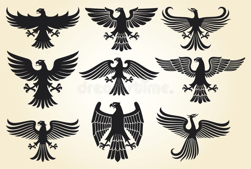 eagle set, eagle silhouettes, heraldic design elements, eagle vector collection. eagle set, eagle silhouettes, heraldic design elements, eagle vector collection